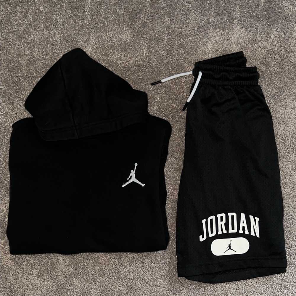 Jordan Kids Black Mesh Hoodie & Shorts